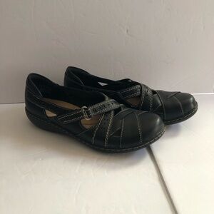 Clarks Women’s Size 7 Ashland Spin Q Black Leather Shoes